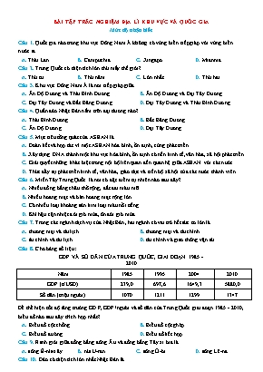 300 Câu trắc nghiệm Địa lý 11 - Phần B Địa lí khu vực và quốc gia (Có đáp án)